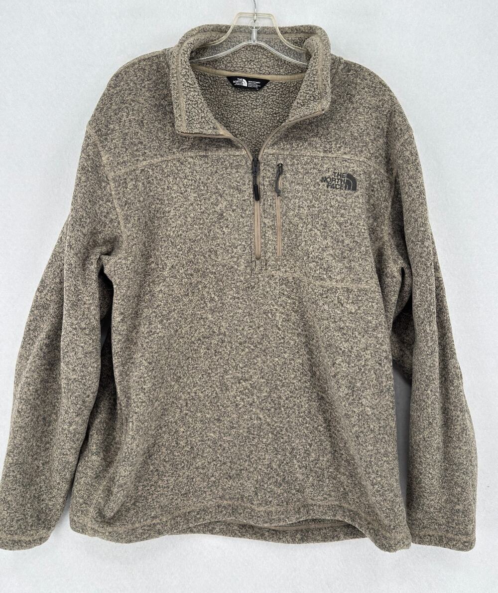 The North Face Gordon Lyons Heather Brown 1/4 Zip Fleece Pullover Sz 2XL